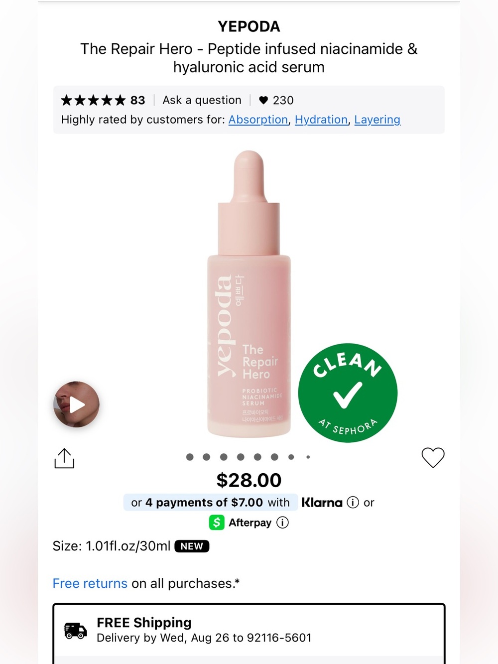Yepoda the repair hero! Peptide infused hyaluronic acid serum!